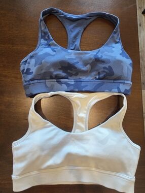 P'tula Blue Camouflage & White Racerback Sports Bras